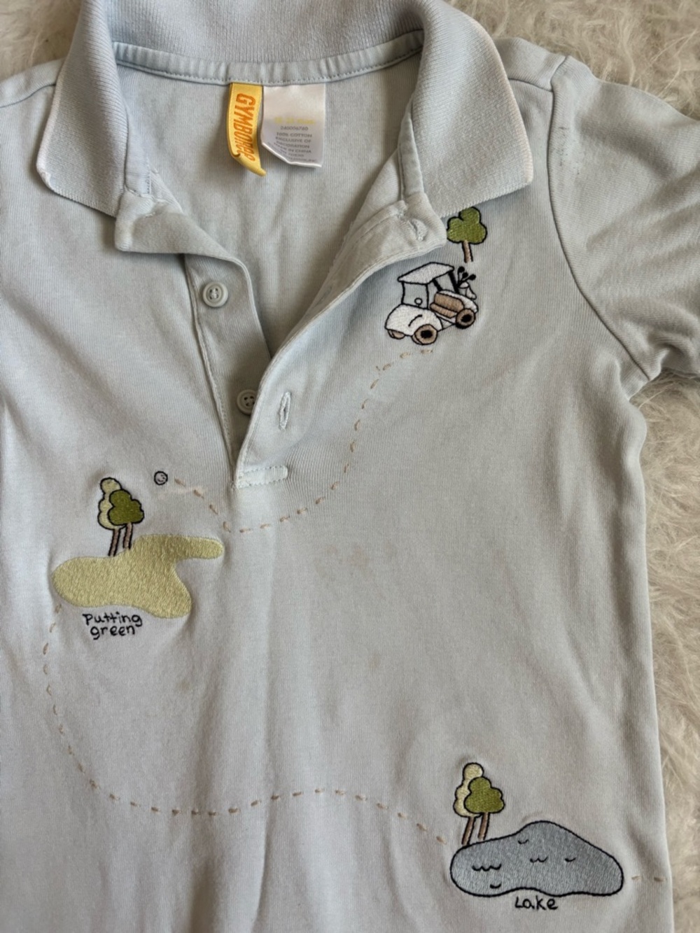 Vintage Gymboree Light Blue Polo-Style Romper with Embroidered Golf Prints - Picture 3 of 4